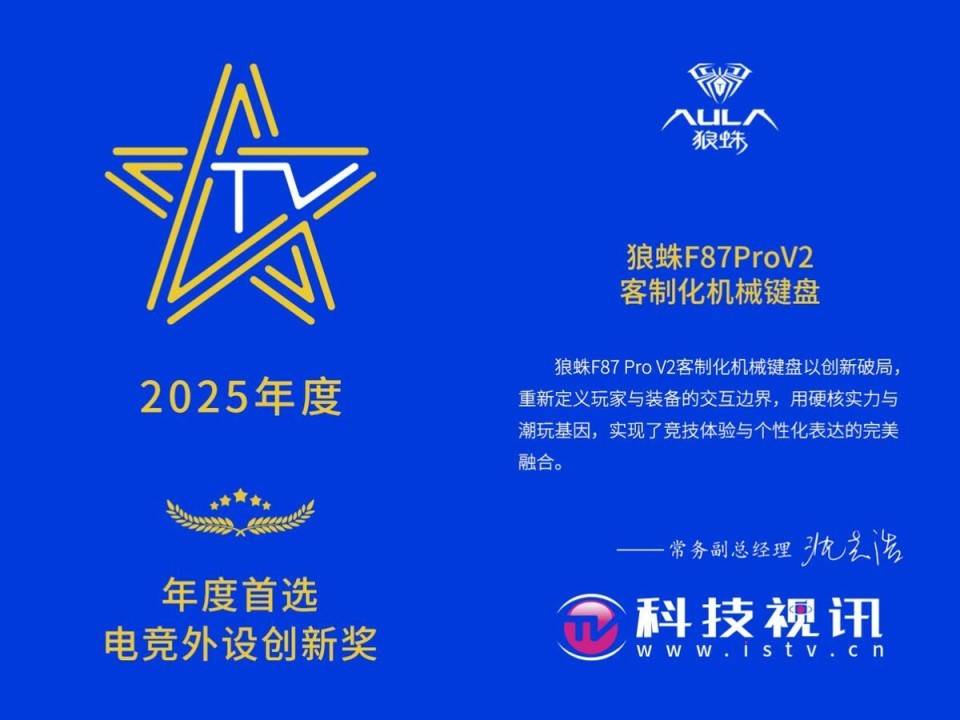 客制化新标杆！狼蛛F87 Pro V2获年度首选电竞外设创新奖(图1)
